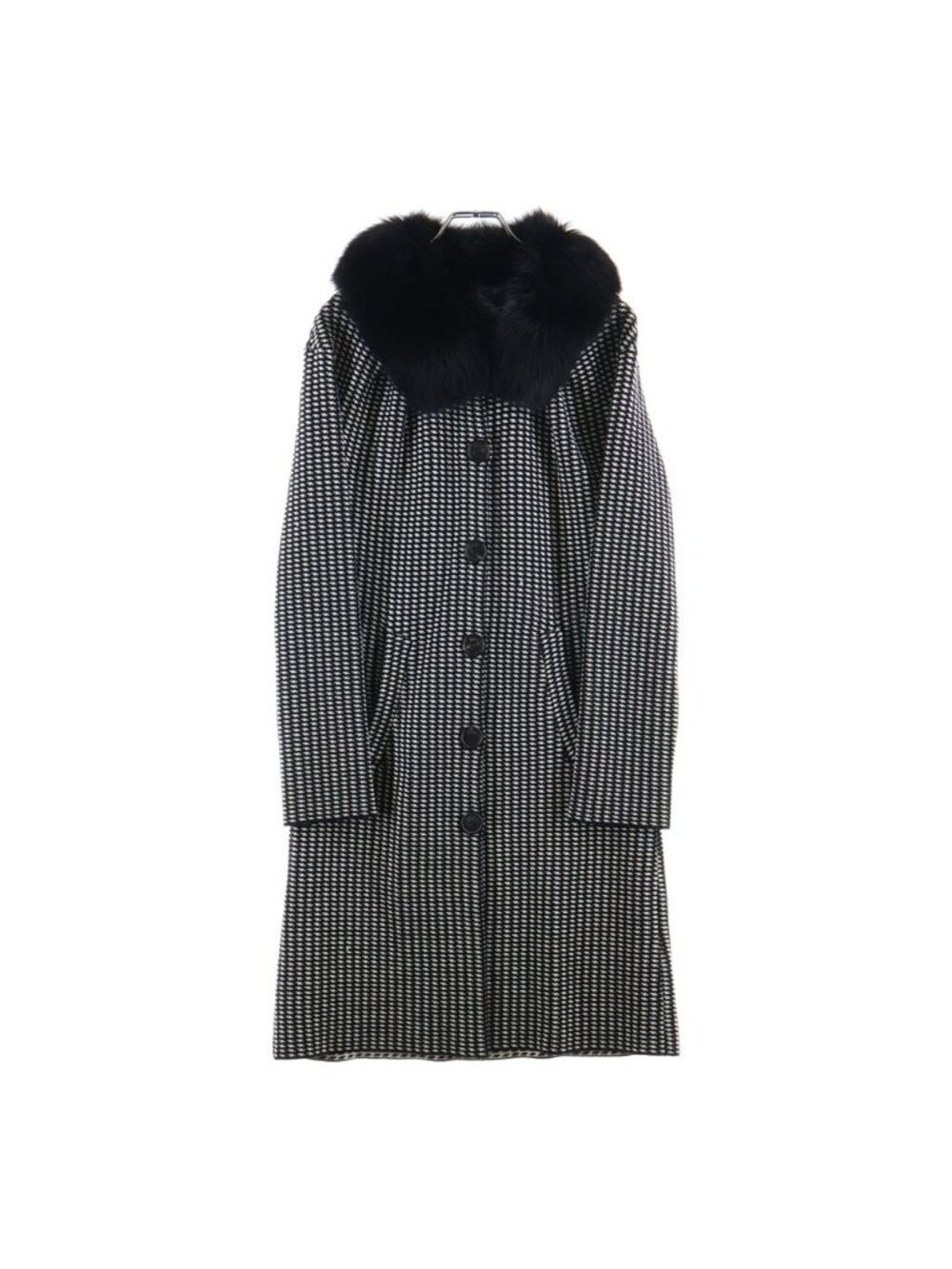 Dior Oxfur Wool Check Long Coat White Black